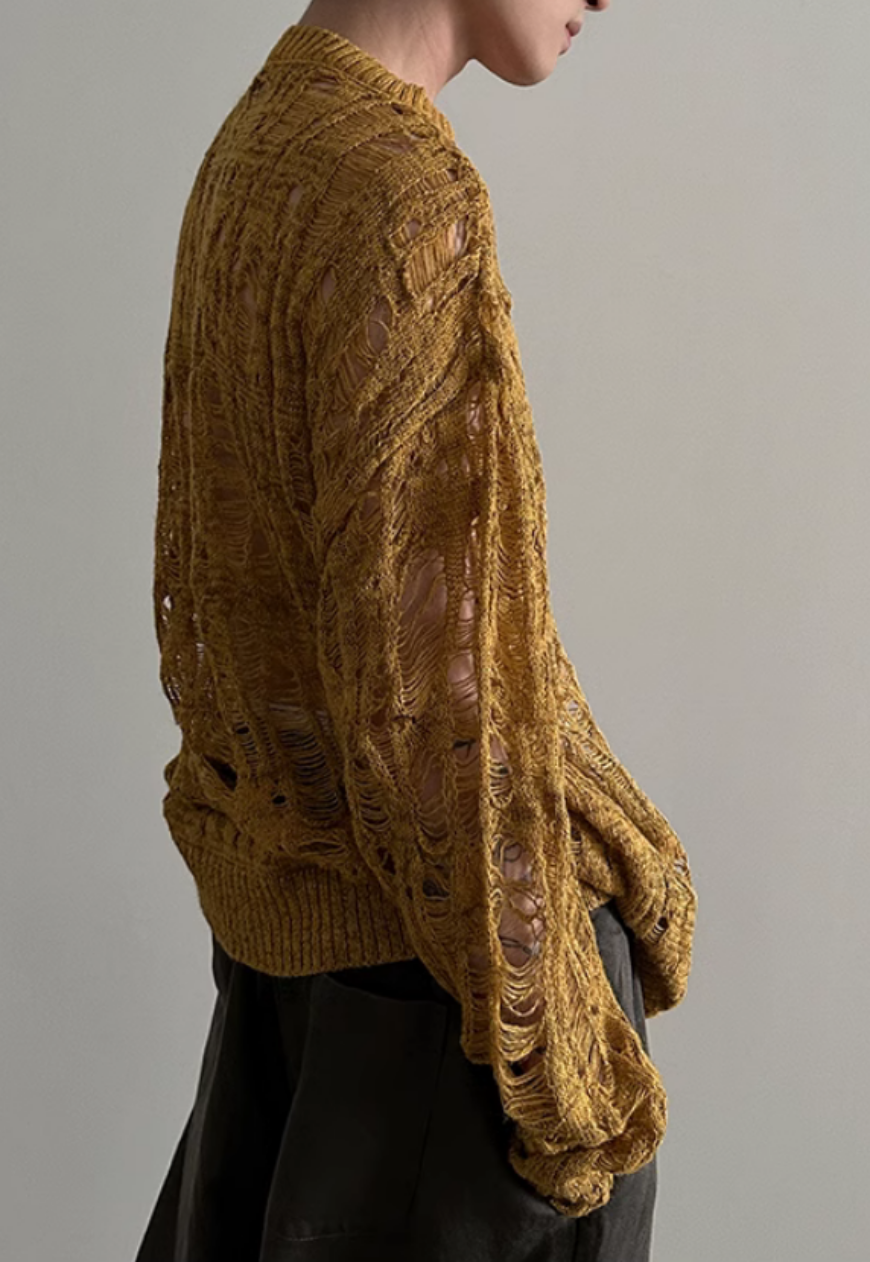 Men's hollow knitted sweater