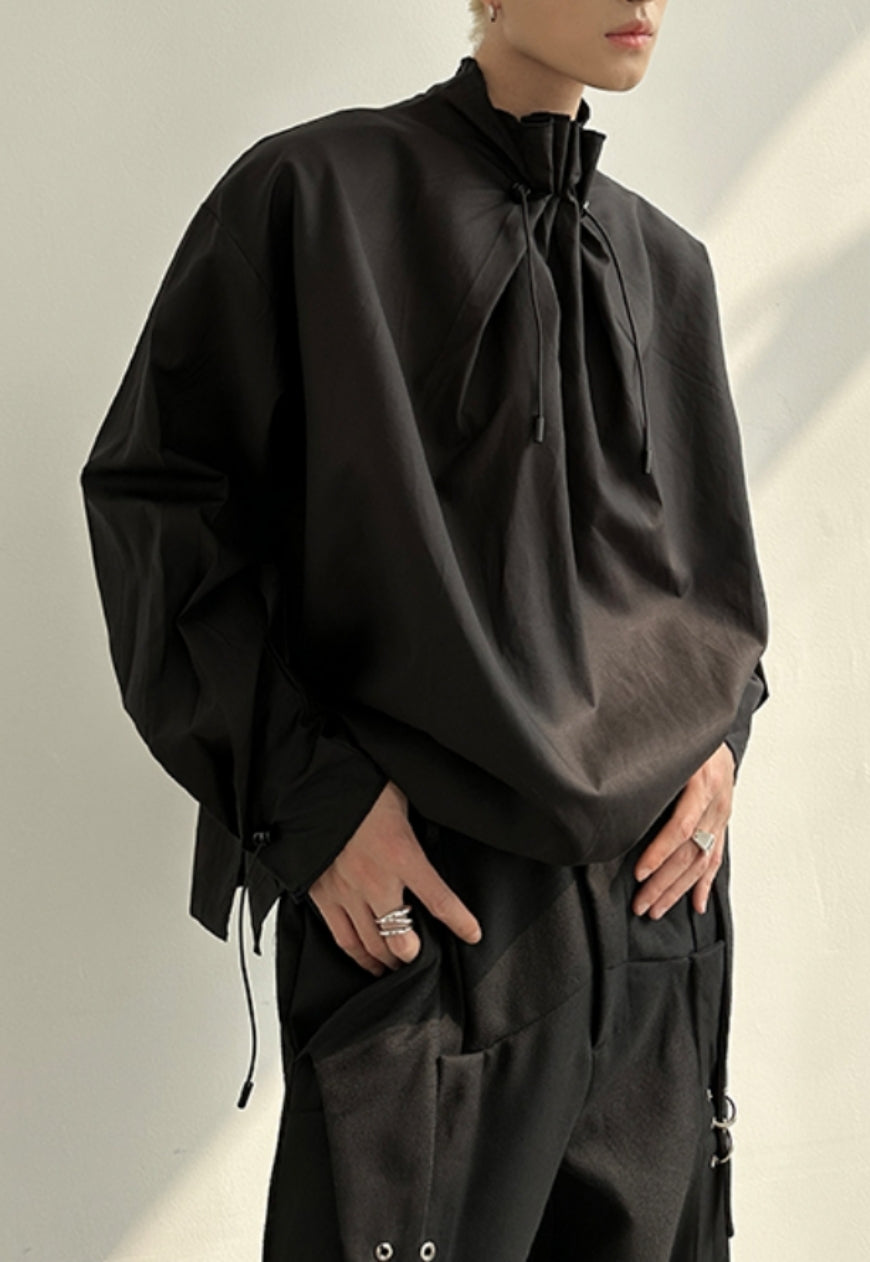 Men's drawstring neckline shirt