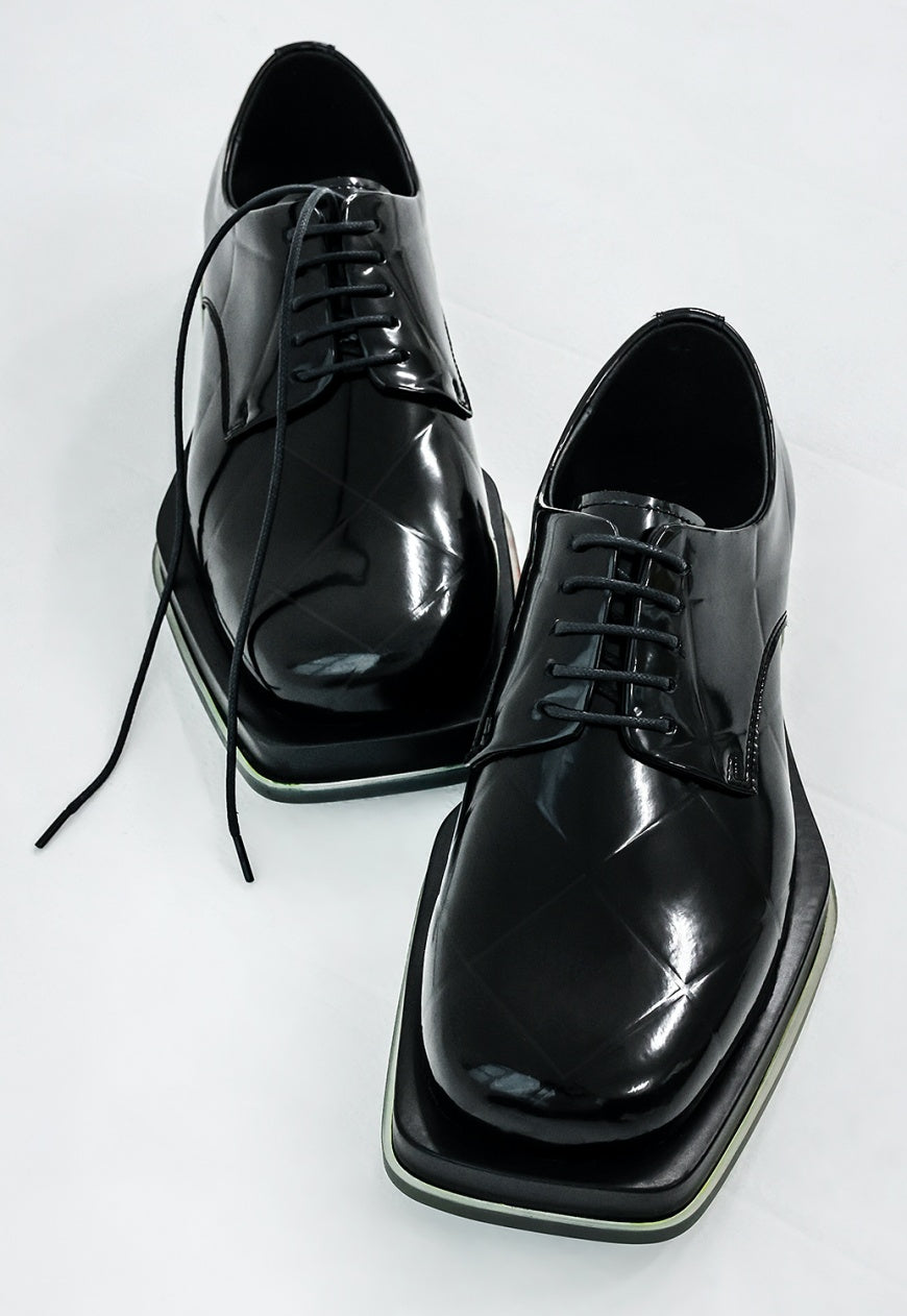 UZIP DESIGN Men's Shiny diamond irregular design leather shoes