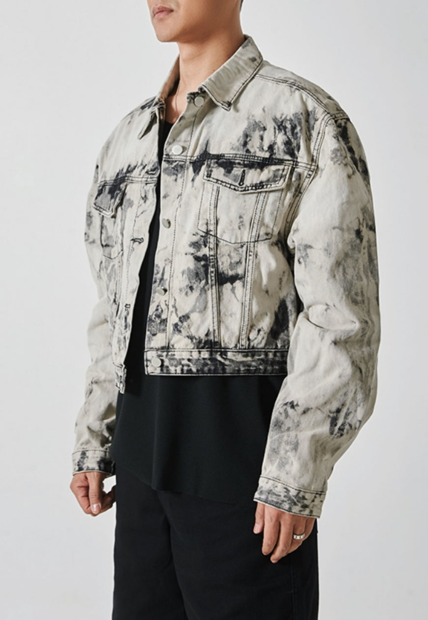 Men's tie-dye vintage denim jacket