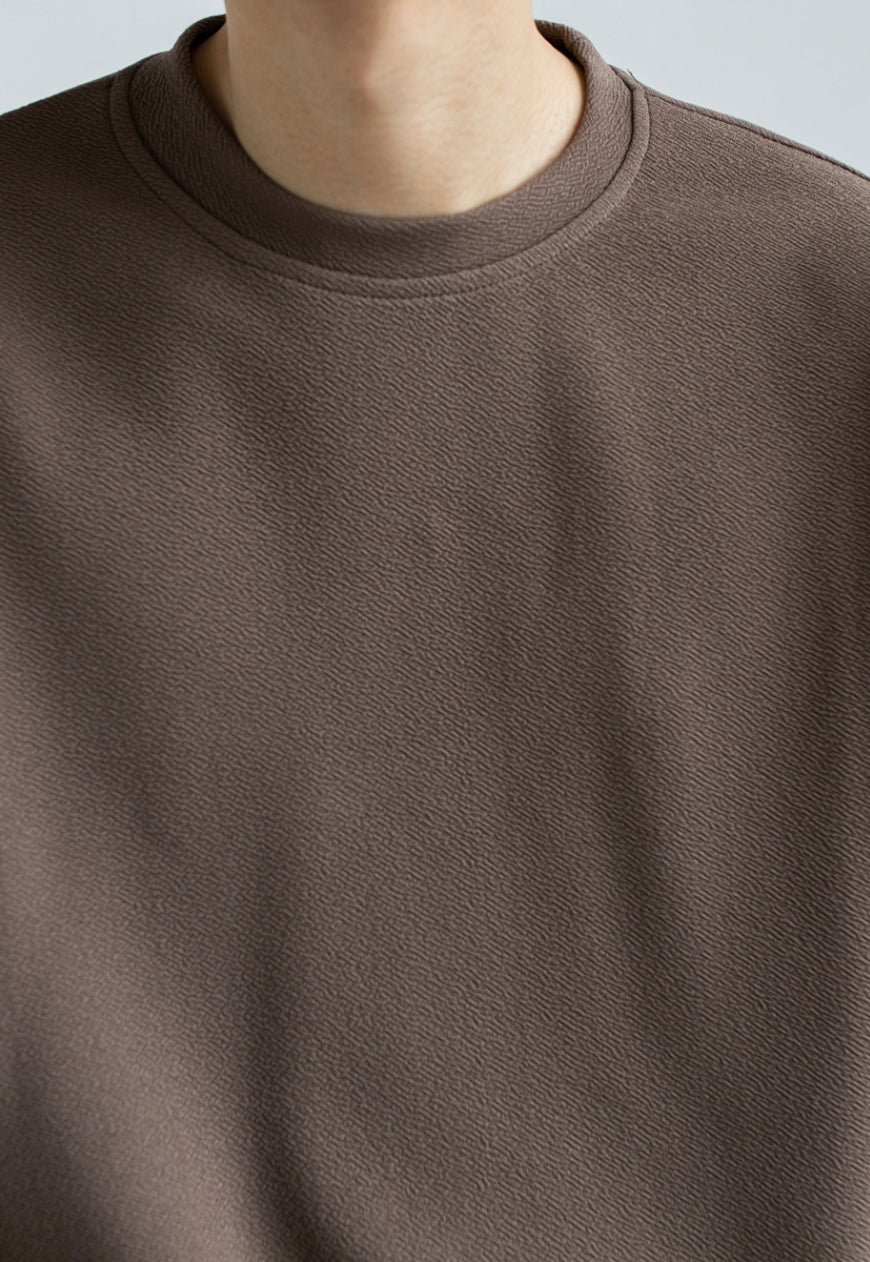 Men's Spring solid color round neck t-shirt