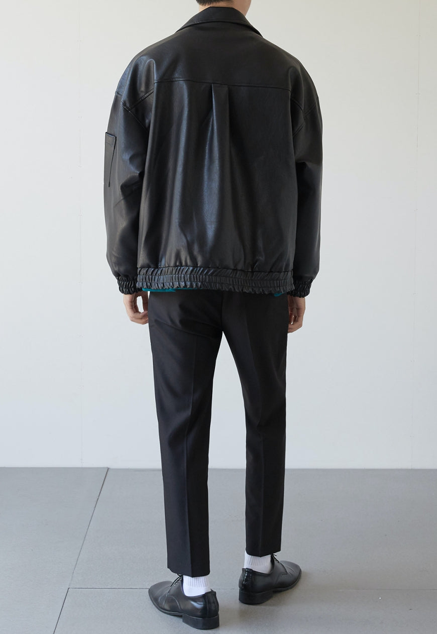 Men's Textured design leather jacket