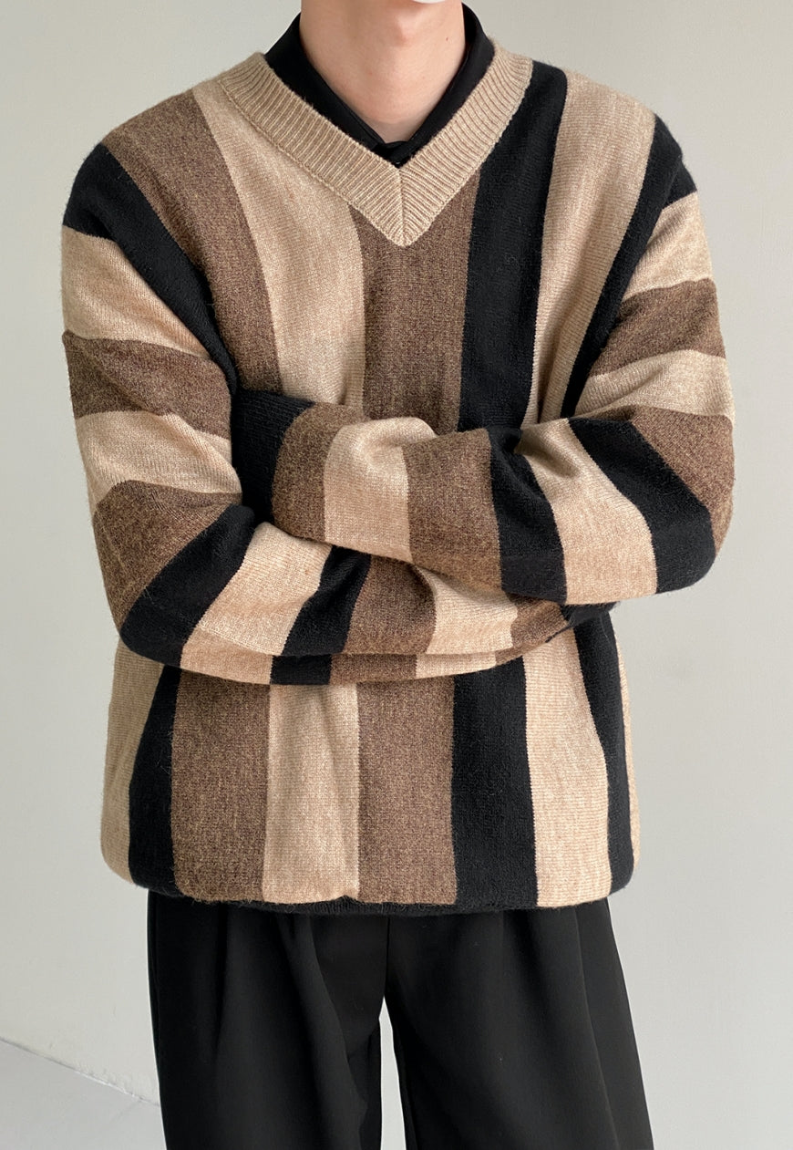 UZIP DESIGN Men's Retro striped sweater