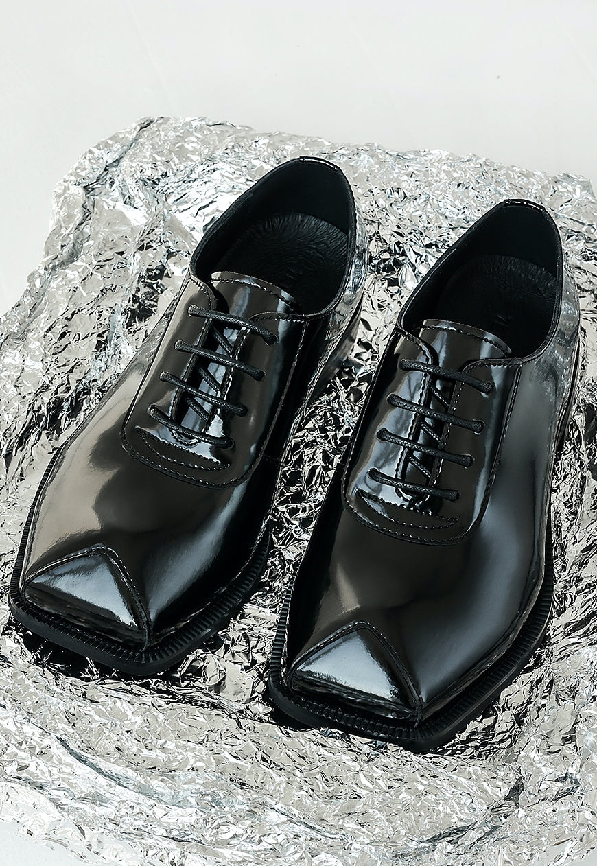 UZIP DESIGN Men's Triangle toe glossy British leather shoes