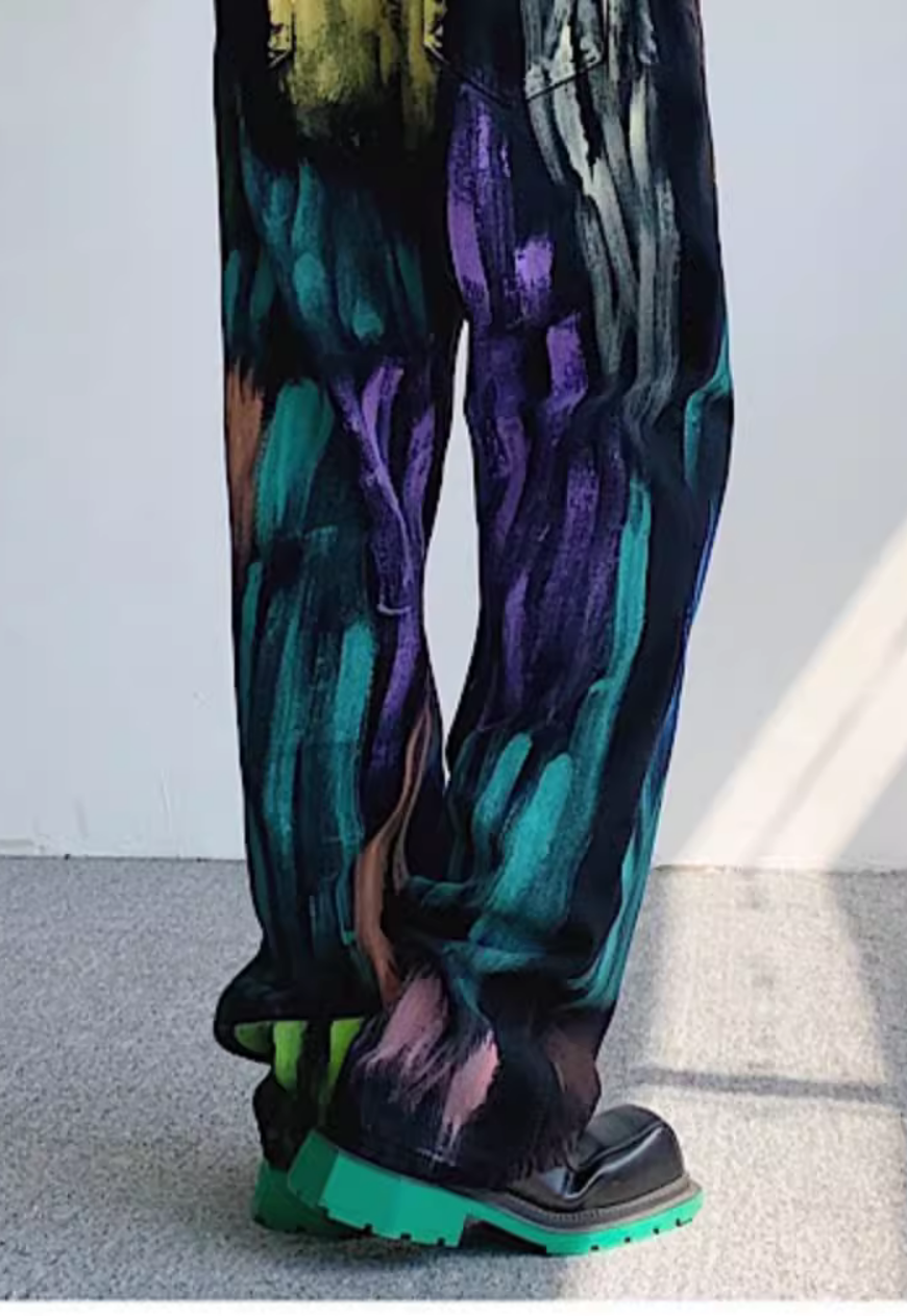 Unisex Hand painted oil painting jeans