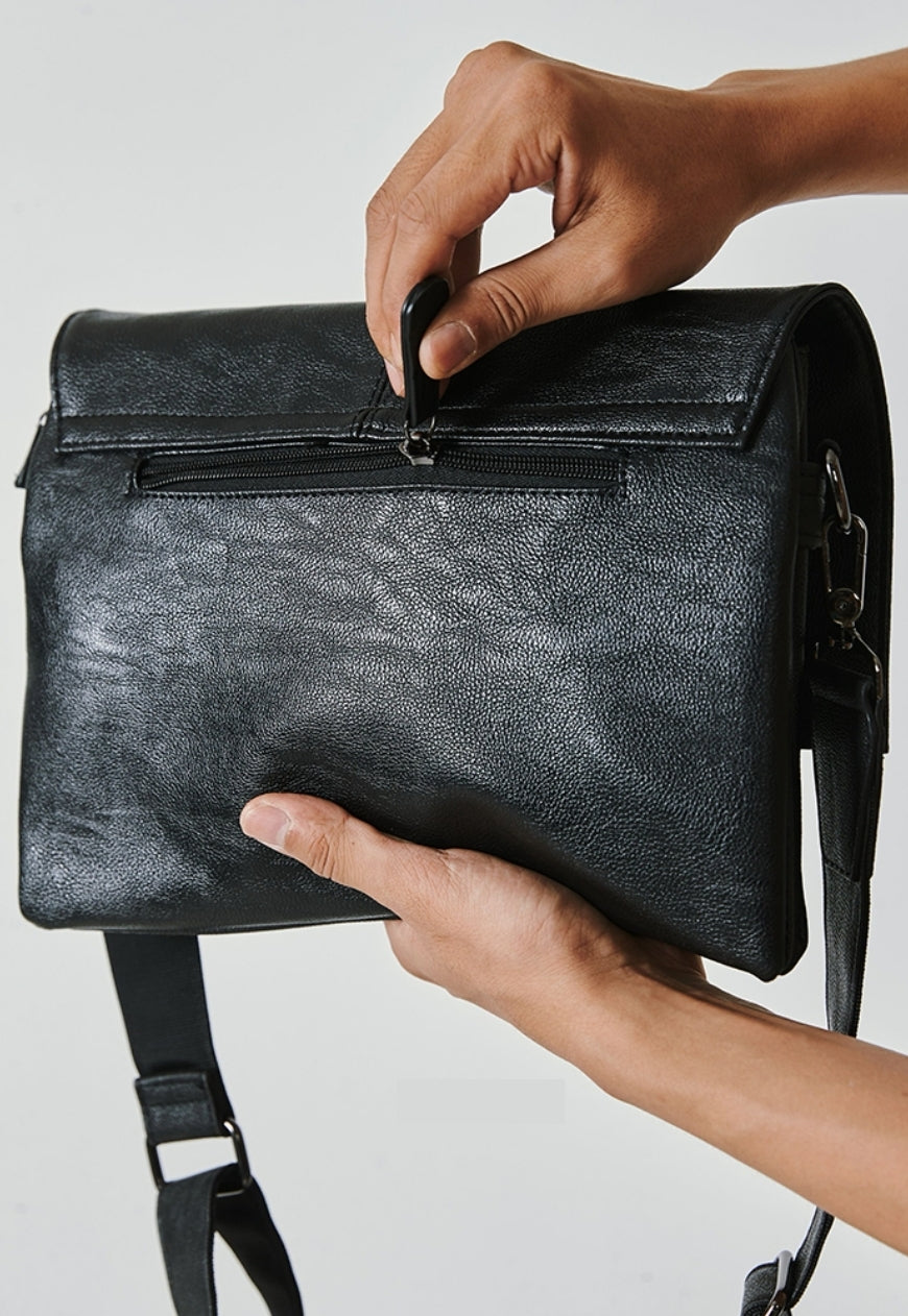 Men's flip cover leather bag