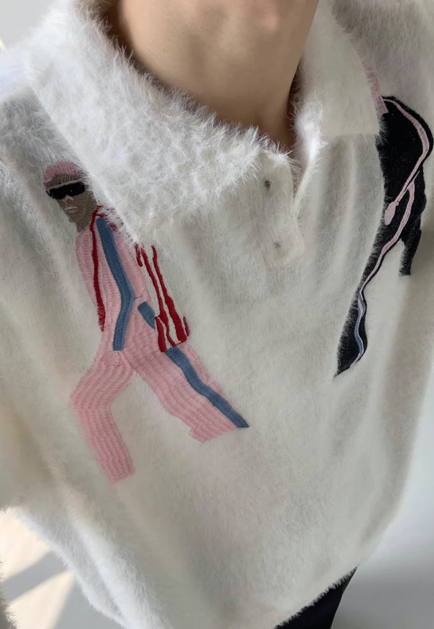 Men's Premium embroidered mohair sweater
