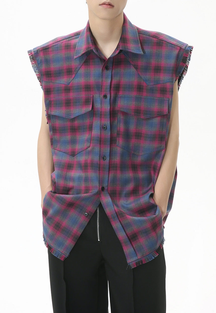 Men's Vintage Vest Check Shirt