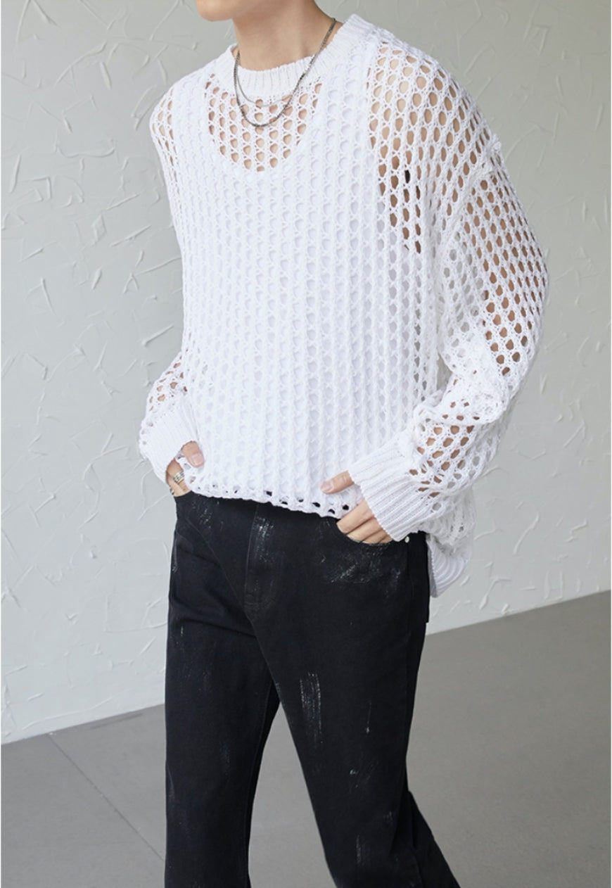 UZIP DESIGN Men's Design cutout long-sleeve top