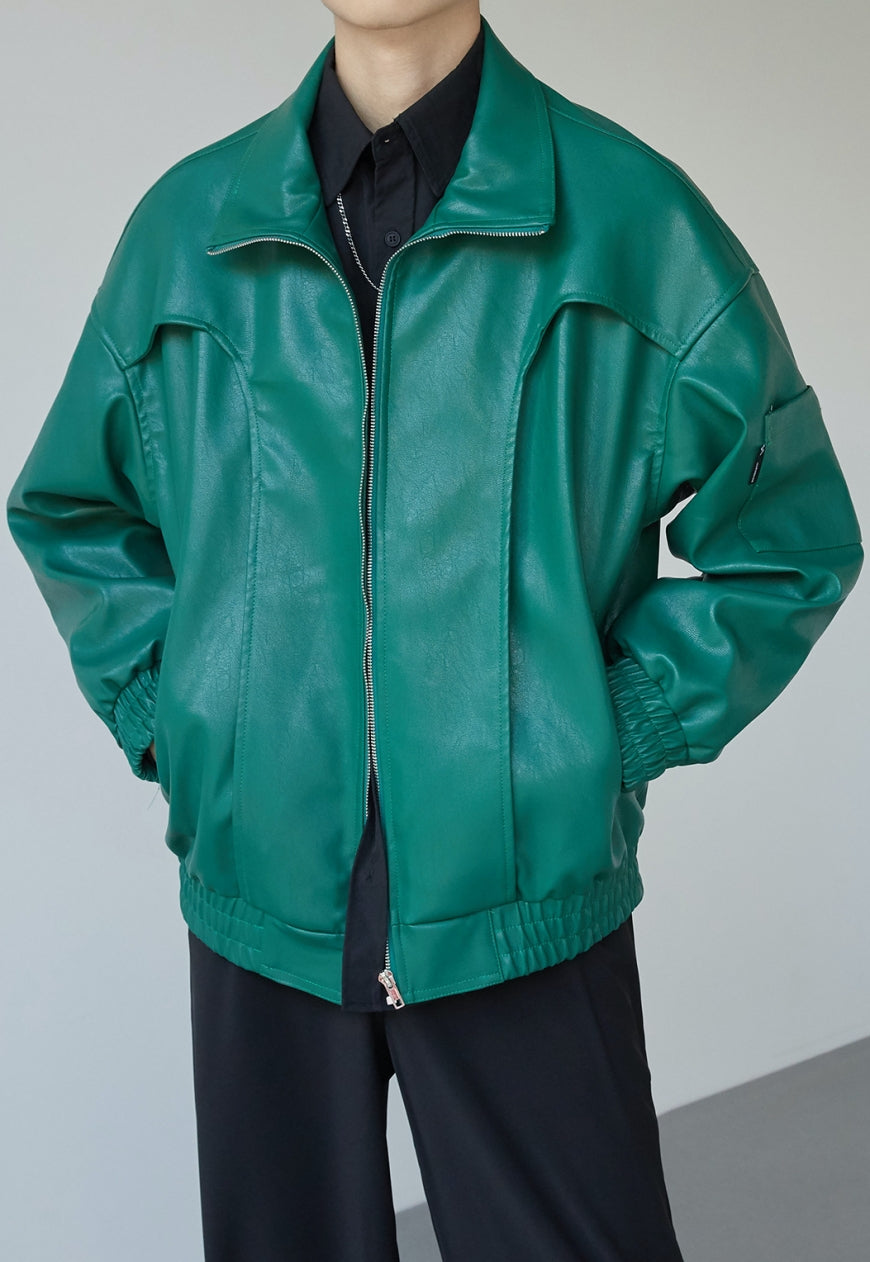 Men's Textured design leather jacket