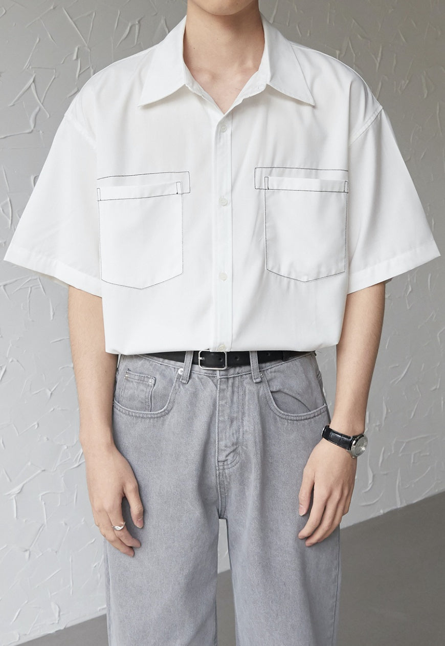 UZIP DESIGN Men's large pocket short sleeve shirt