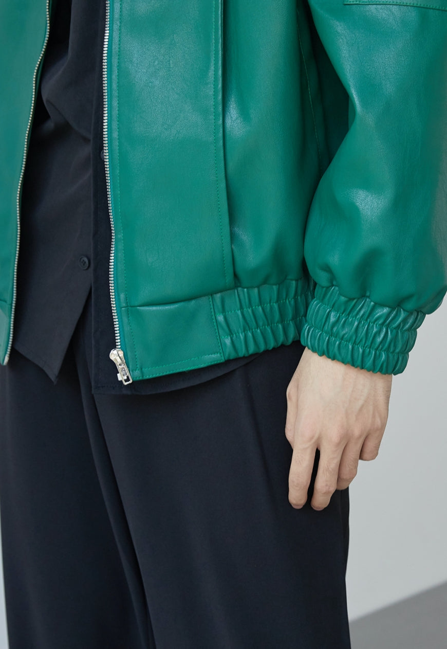 Men's Textured design leather jacket