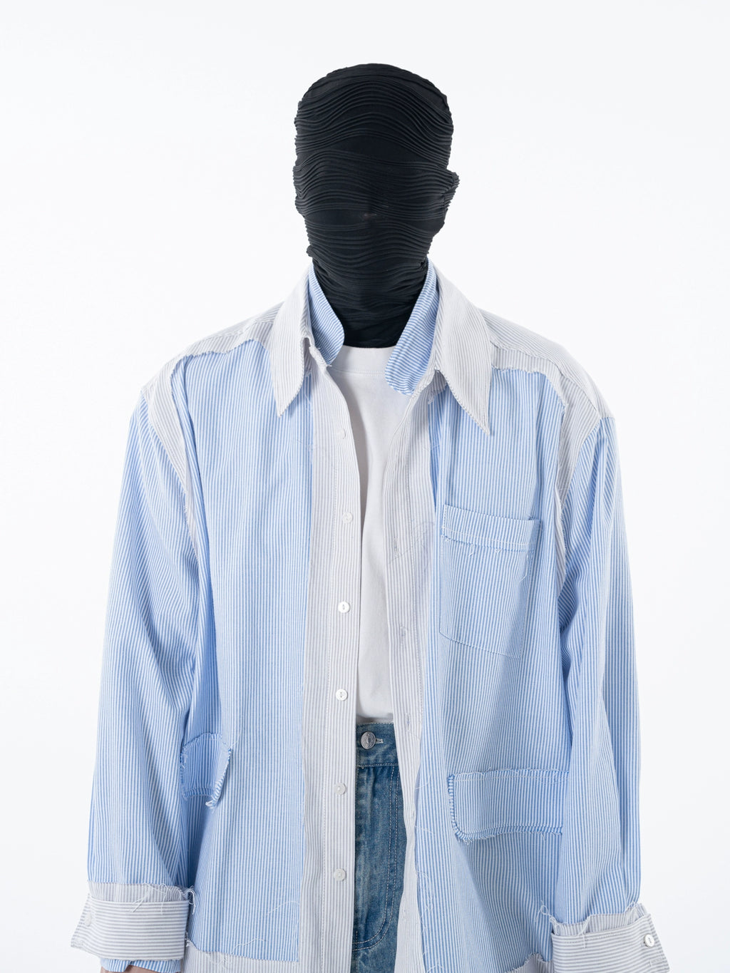 Men's Raw-edge striped two-piece shirt