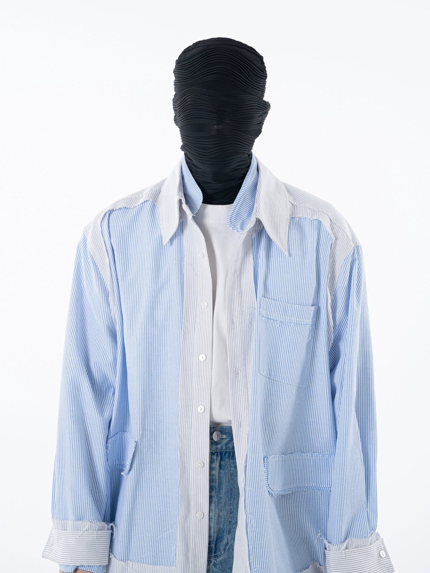 Men's Raw-edge striped two-piece shirt