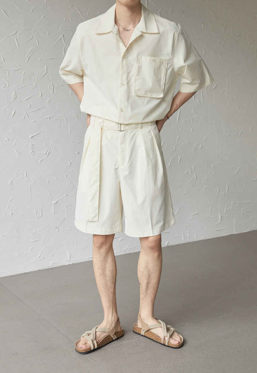 UZIP DESIGE Menâ€™s suit belted shorts