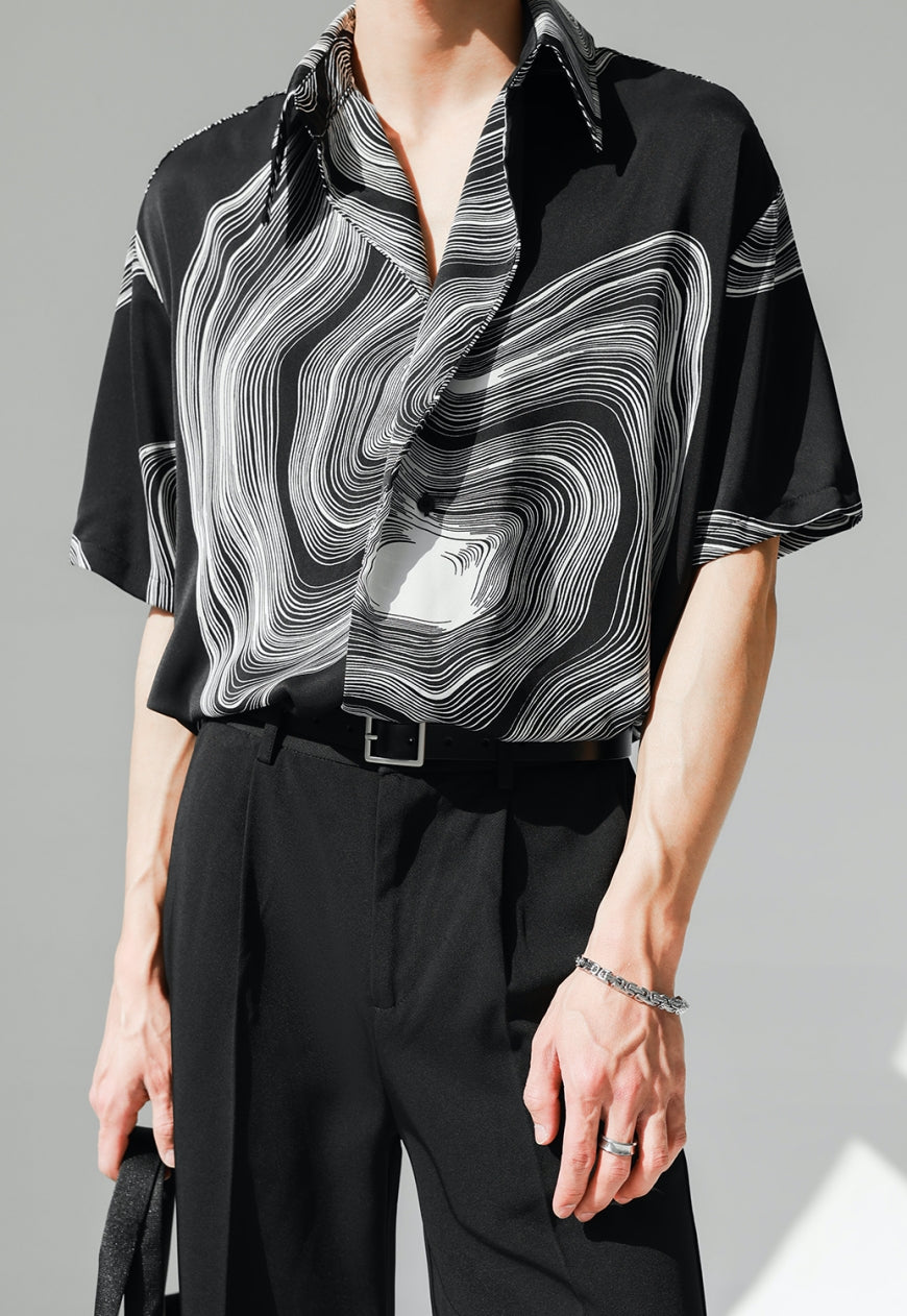 UZIP DESIGN Men's fashion abstract pattern shirt