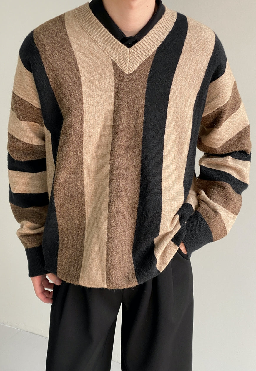 UZIP DESIGN Men's Retro striped sweater