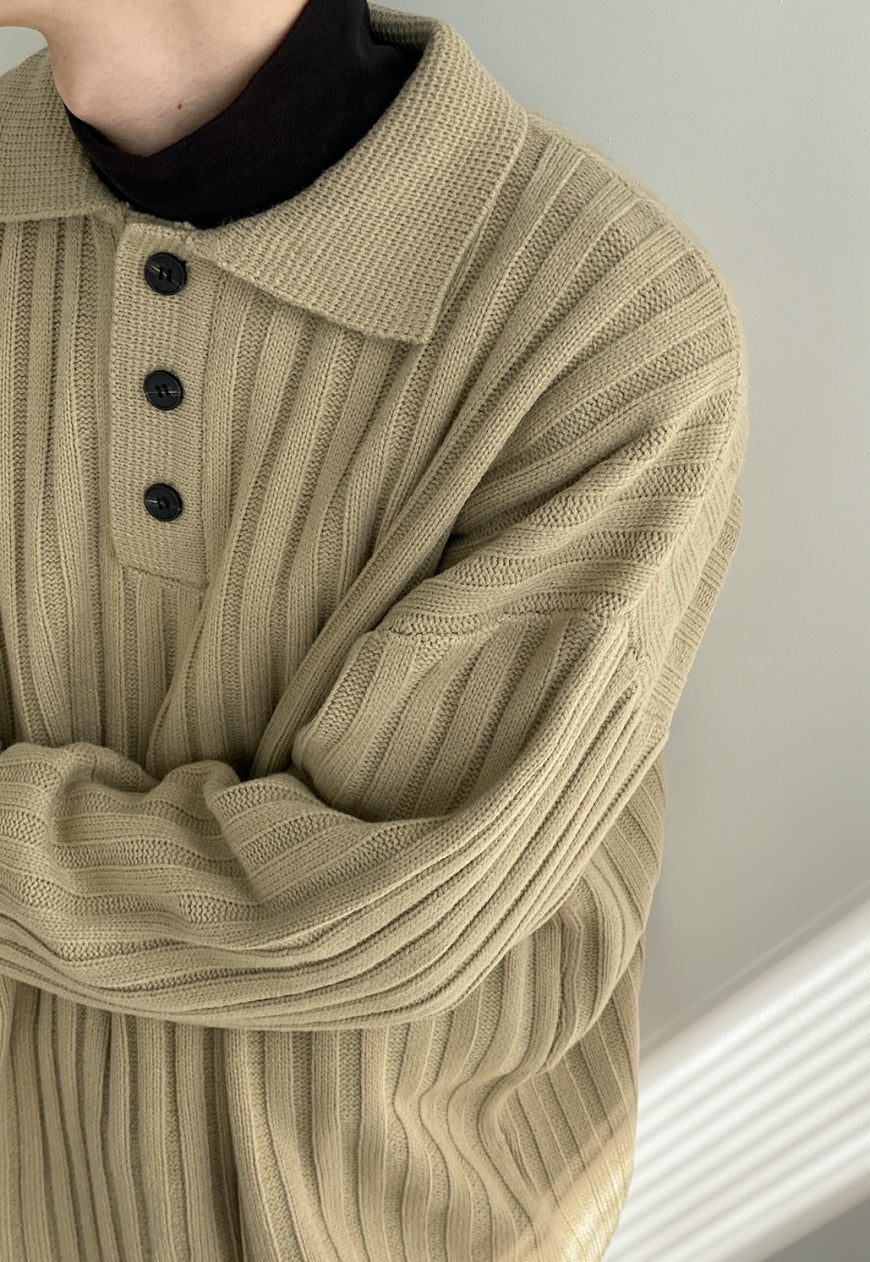 UZIP DESIGN Men's POLO Collar Needle Sweater