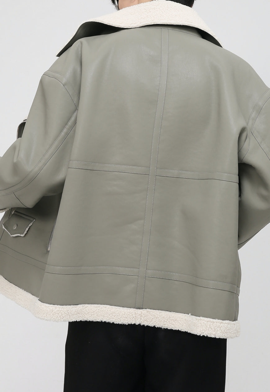 Men's PU Leather Warm Vintage Outer Jacket