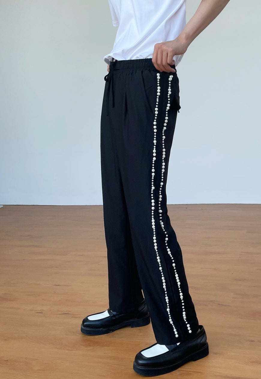 Men's Pearl decoration leisure pants
