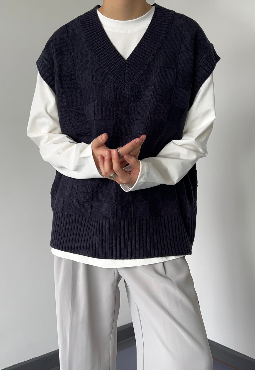 Men's plaid knitted vest