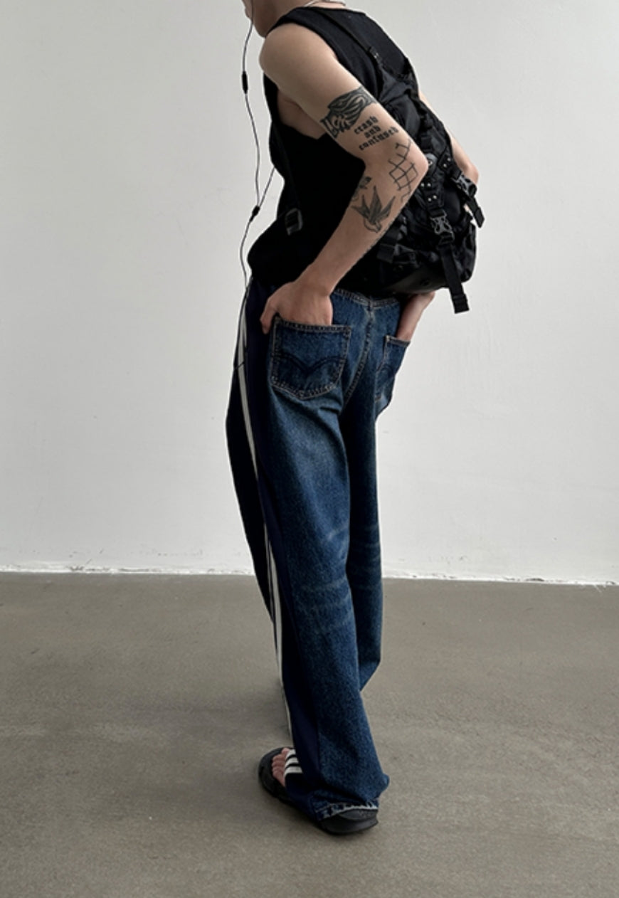 Men's Design panel three-bar trousers