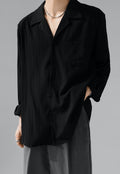 UZIP DESIGN Men's Stripe Loose Shirt