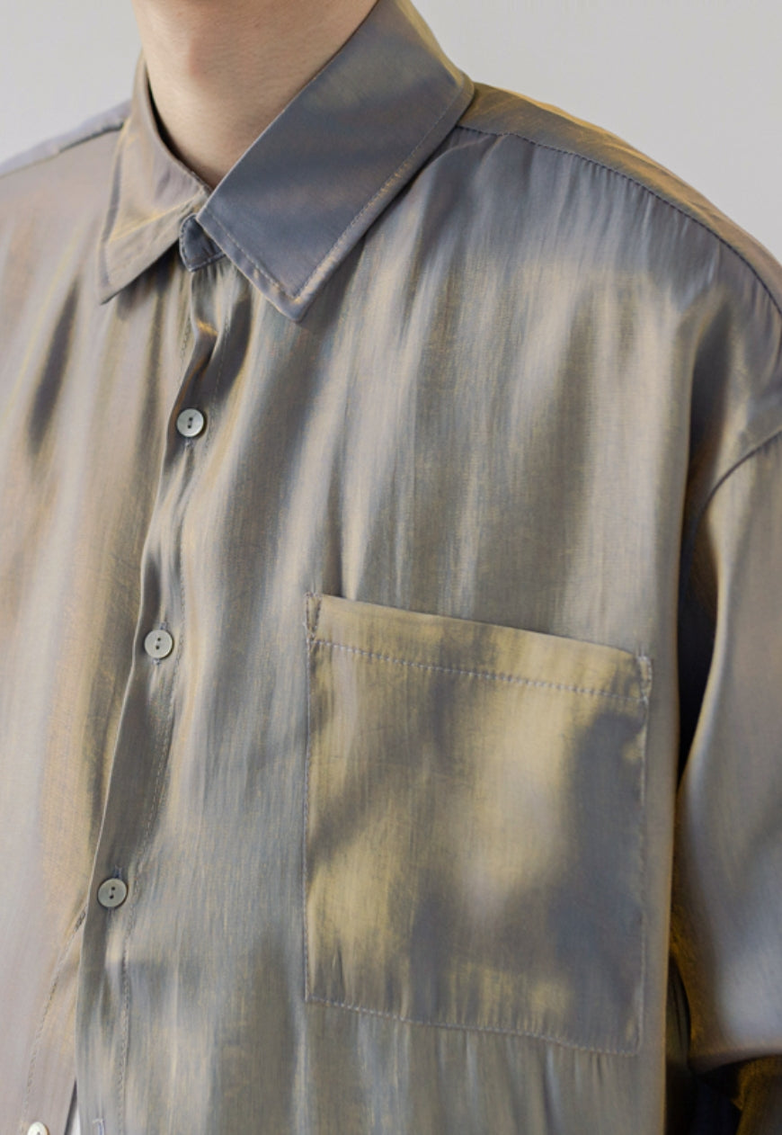 Men's Silky satin gradient shirt