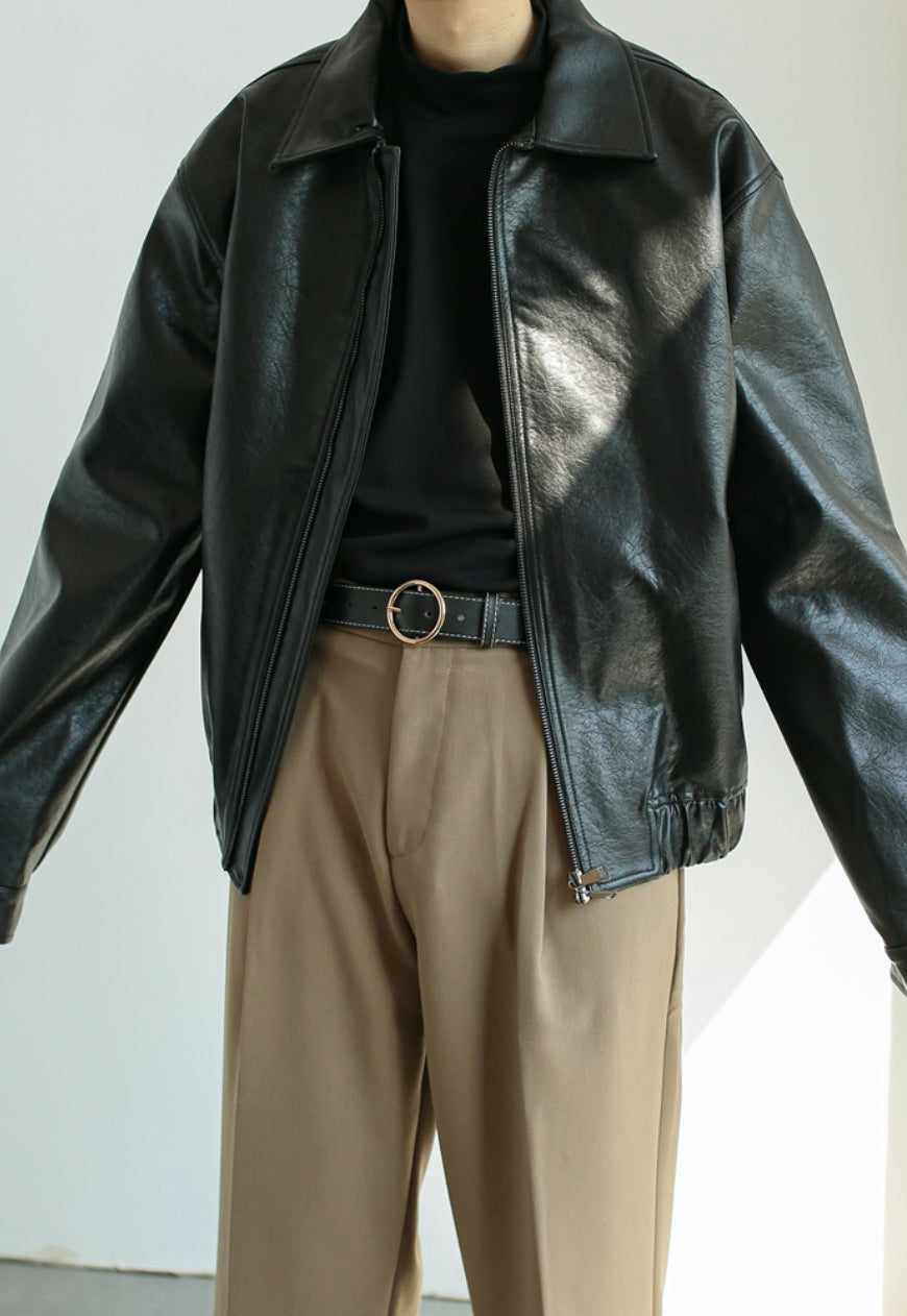 【Sale】Men's vintage leather jacket