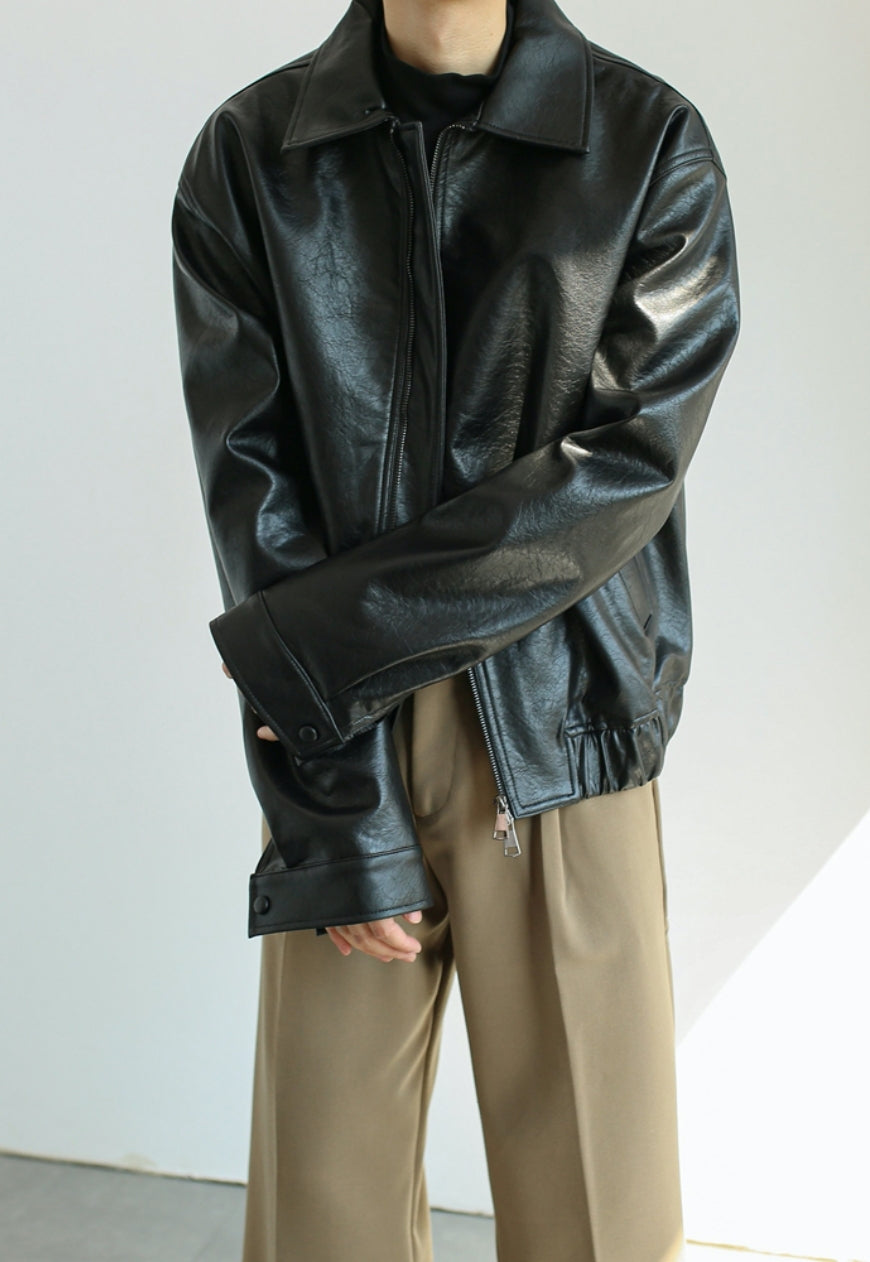 【Sale】Men's vintage leather jacket