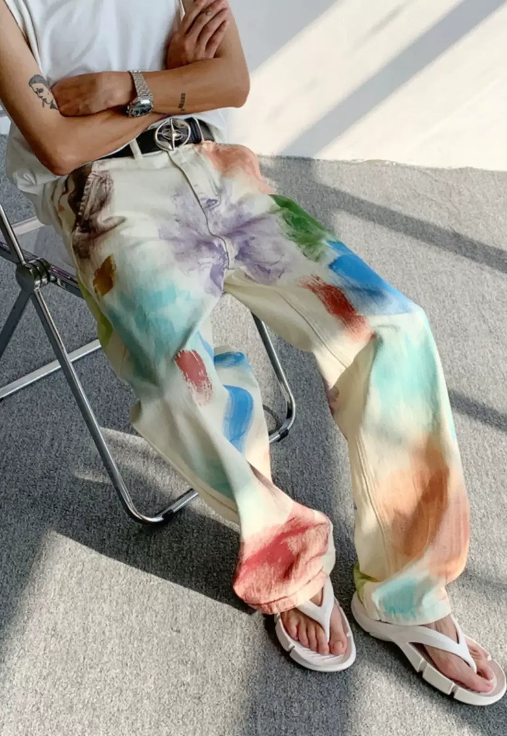Unisex Hand painted oil painting jeans
