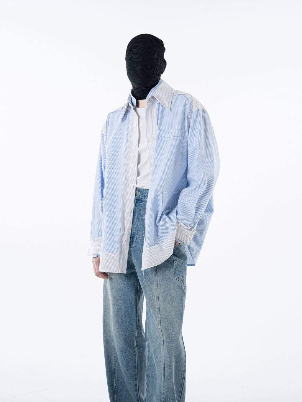 Men's Raw-edge striped two-piece shirt