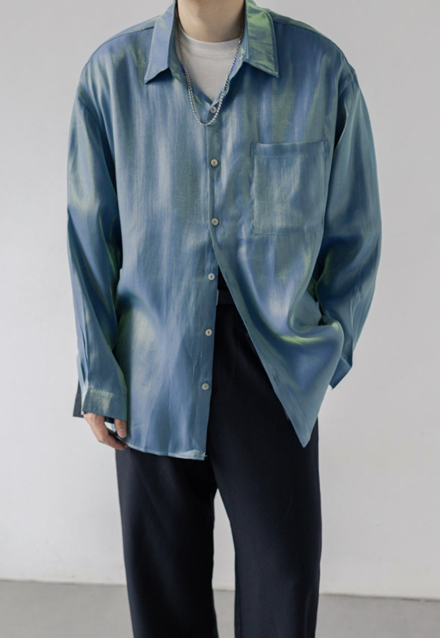 Men's Silky satin gradient shirt