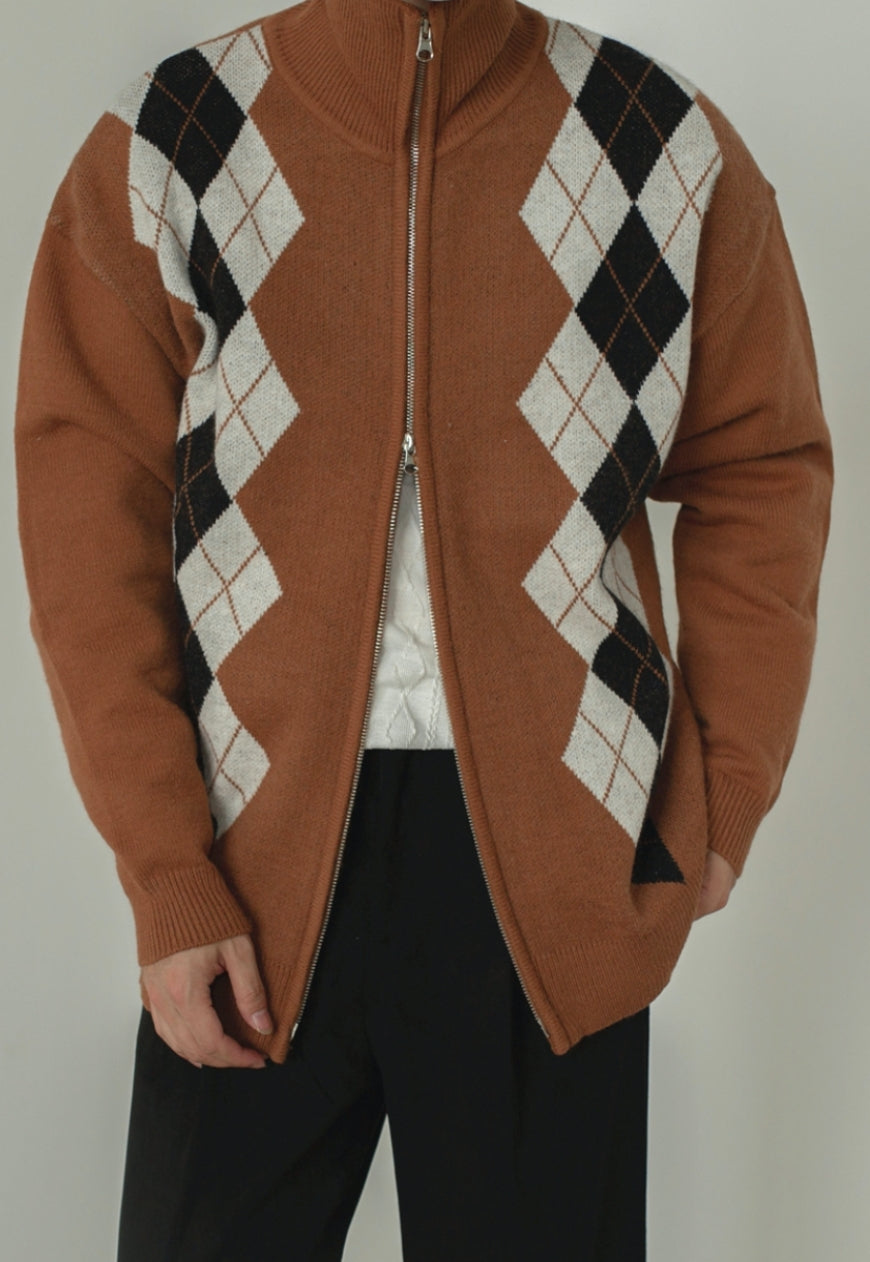 UZIP DESIGN Men's Vintage Diamond Cardigan