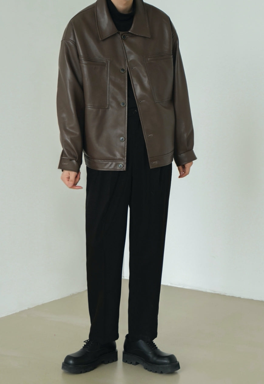 Men's Vintage PU leather jacket