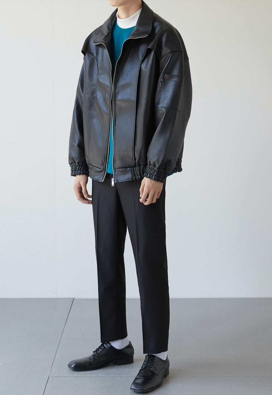 Men's Textured design leather jacket