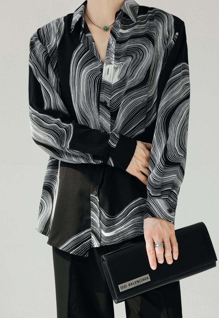 UZIP DESIGN Men's fashion abstract pattern shirt