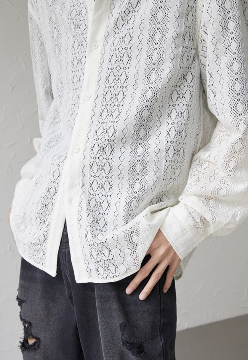 UZIP DESIGN Men's color cutout pattern shirt