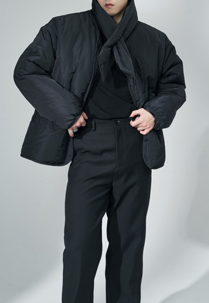 Men's scarf style cotton coat