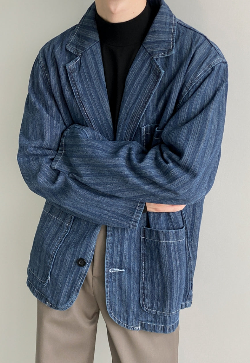 UZIP DESIGN Men's striped denim jacket