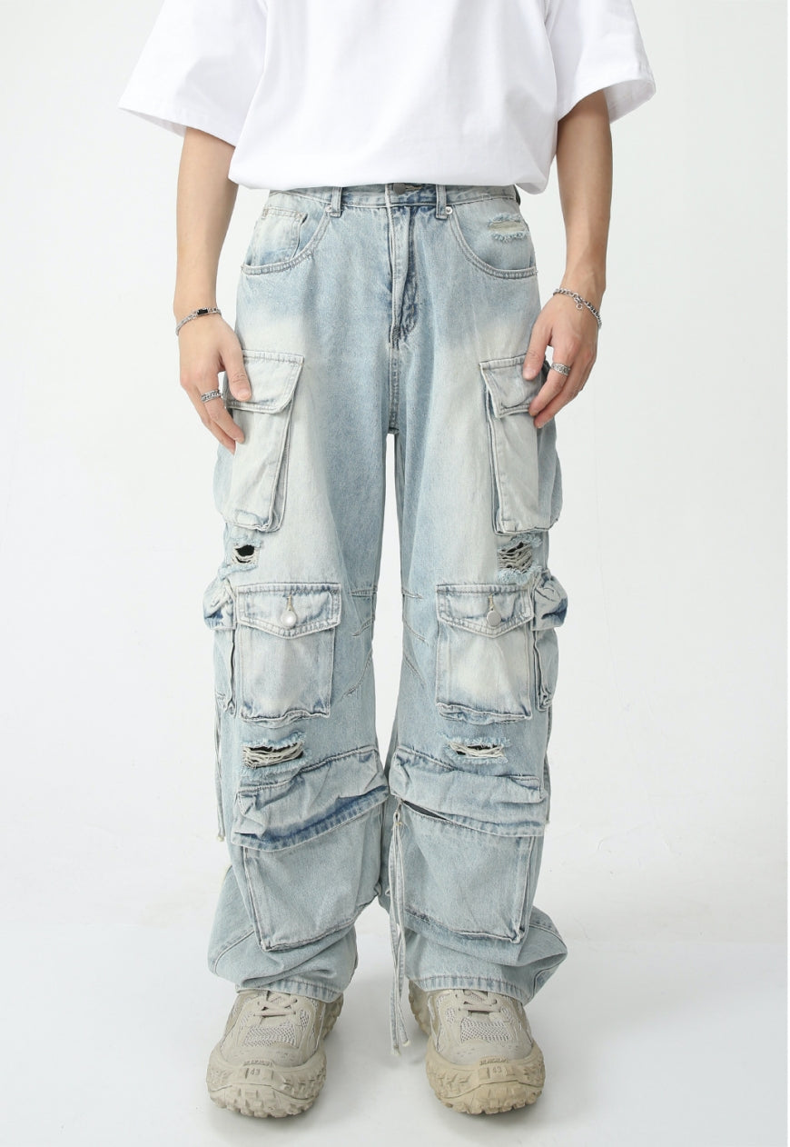 Men's Pocket Destroyed Cargo Jeans