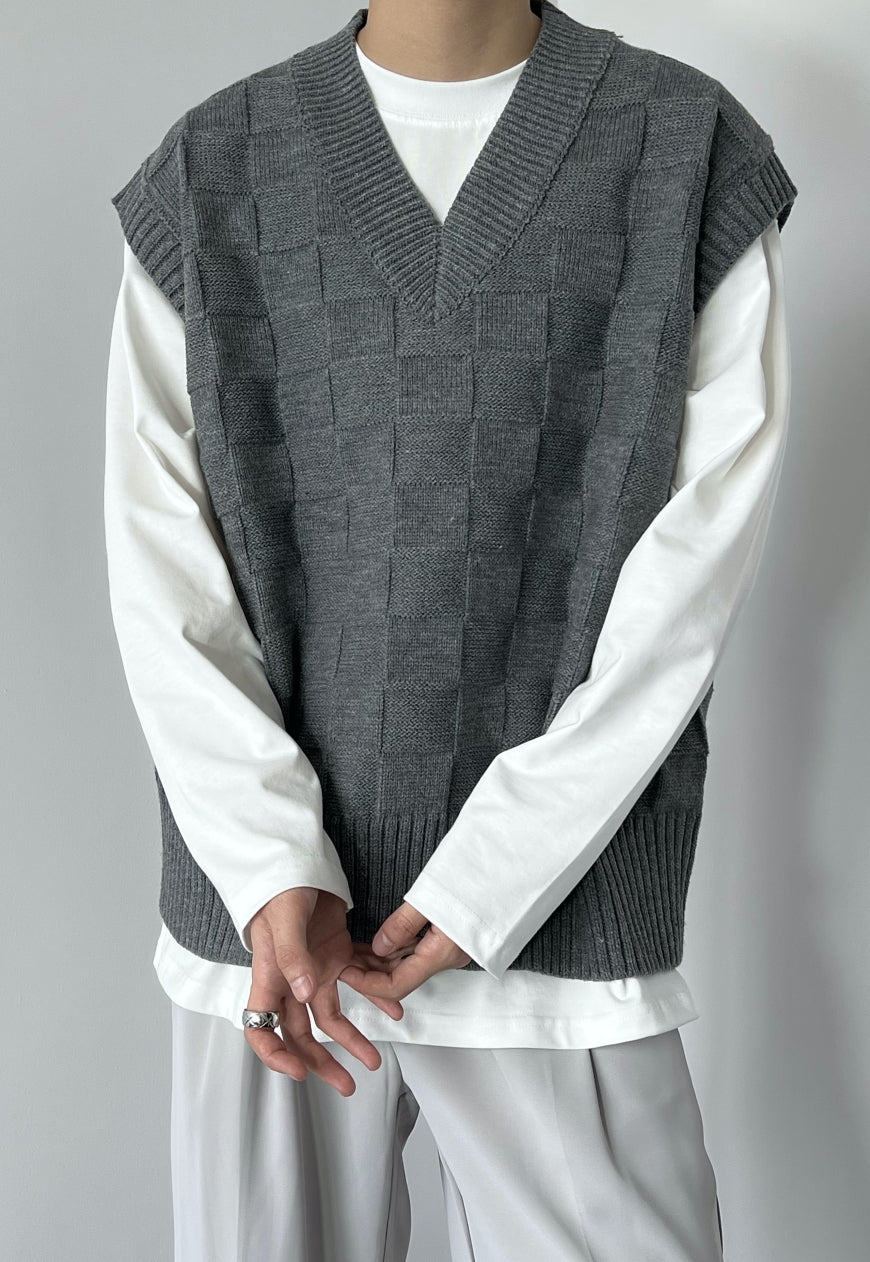 Men's plaid knitted vest