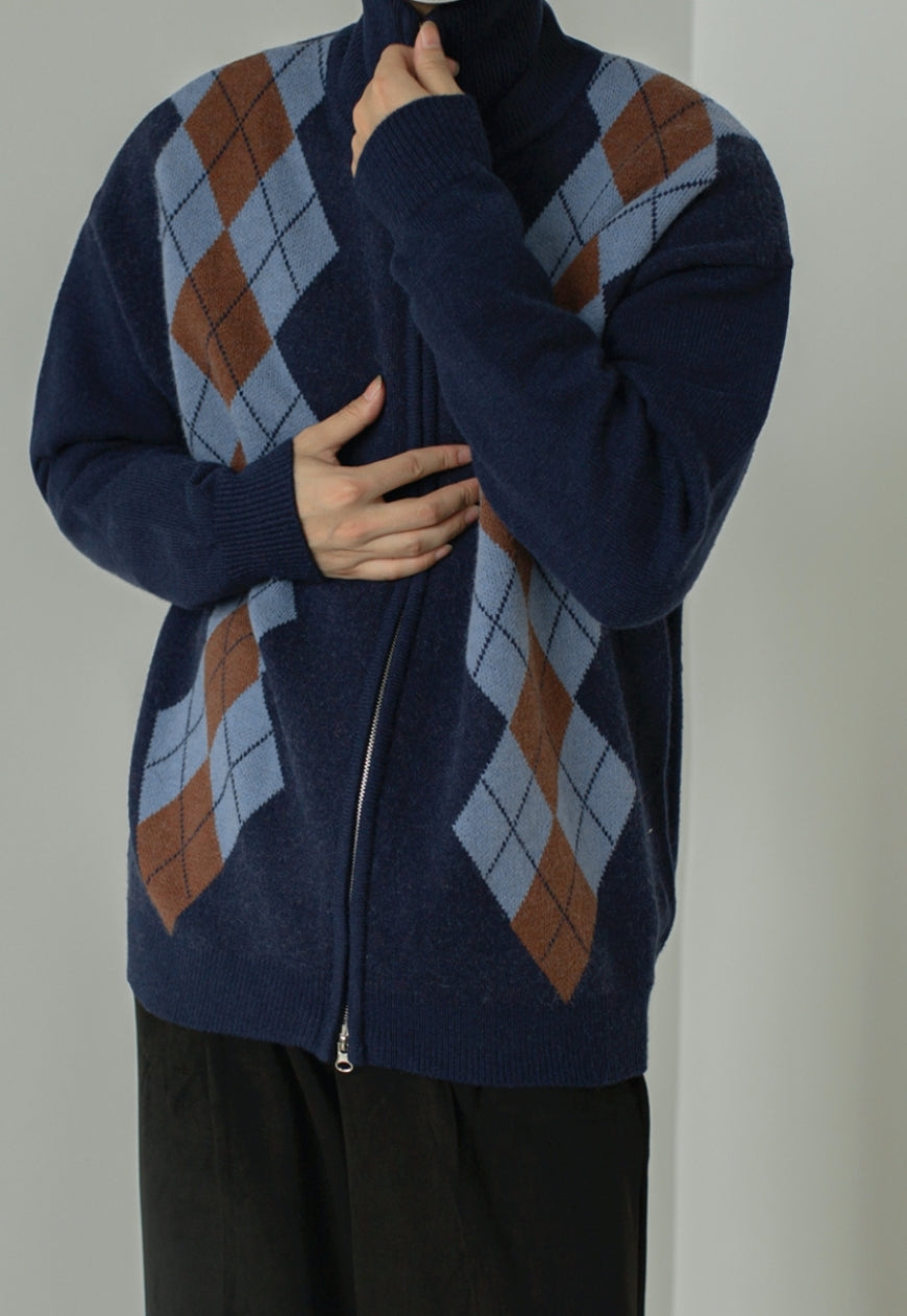 UZIP DESIGN Men's Vintage Diamond Cardigan
