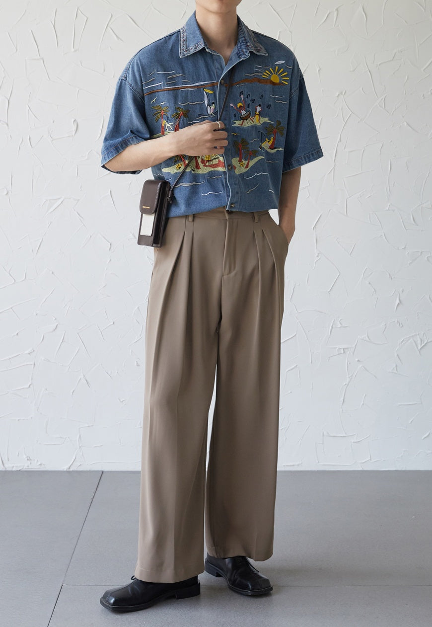 UZIP DESIGE Menâ€™s retro loose trousers