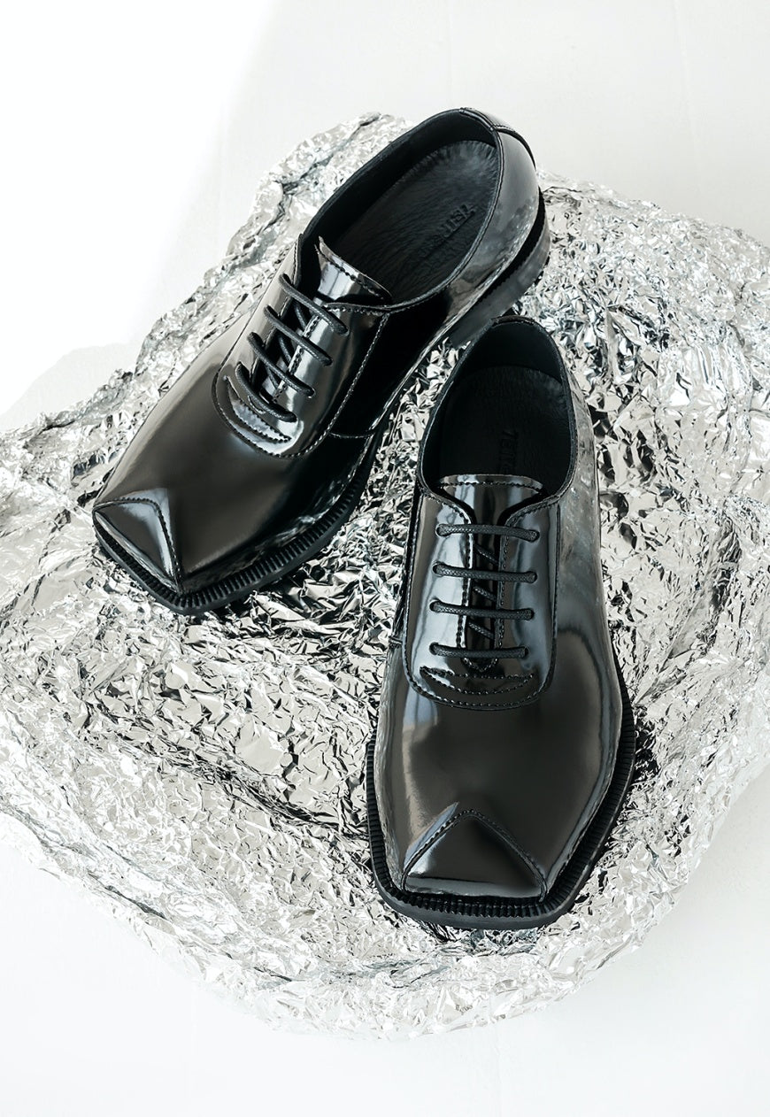 UZIP DESIGN Men's Triangle toe glossy British leather shoes