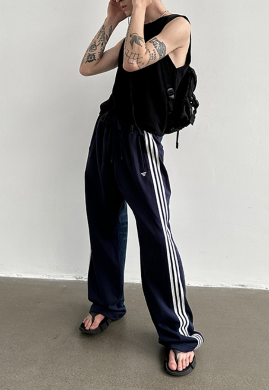 Men's Design panel three-bar trousers