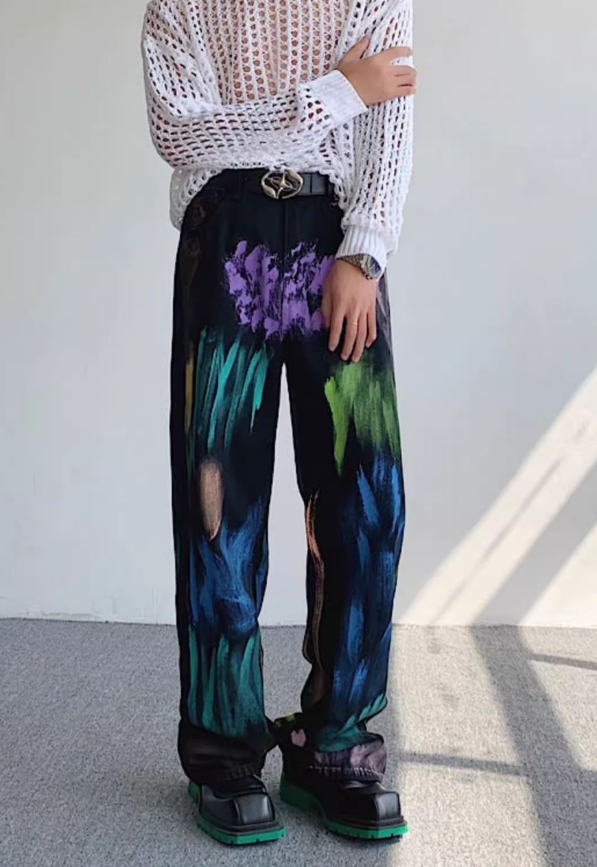 Unisex Hand painted oil painting jeans