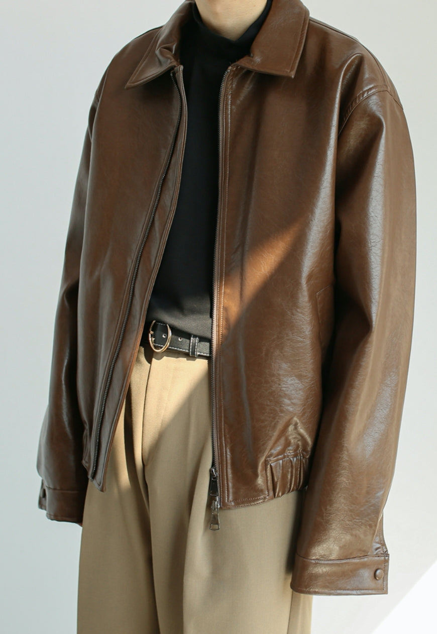 【Sale】Men's vintage leather jacket