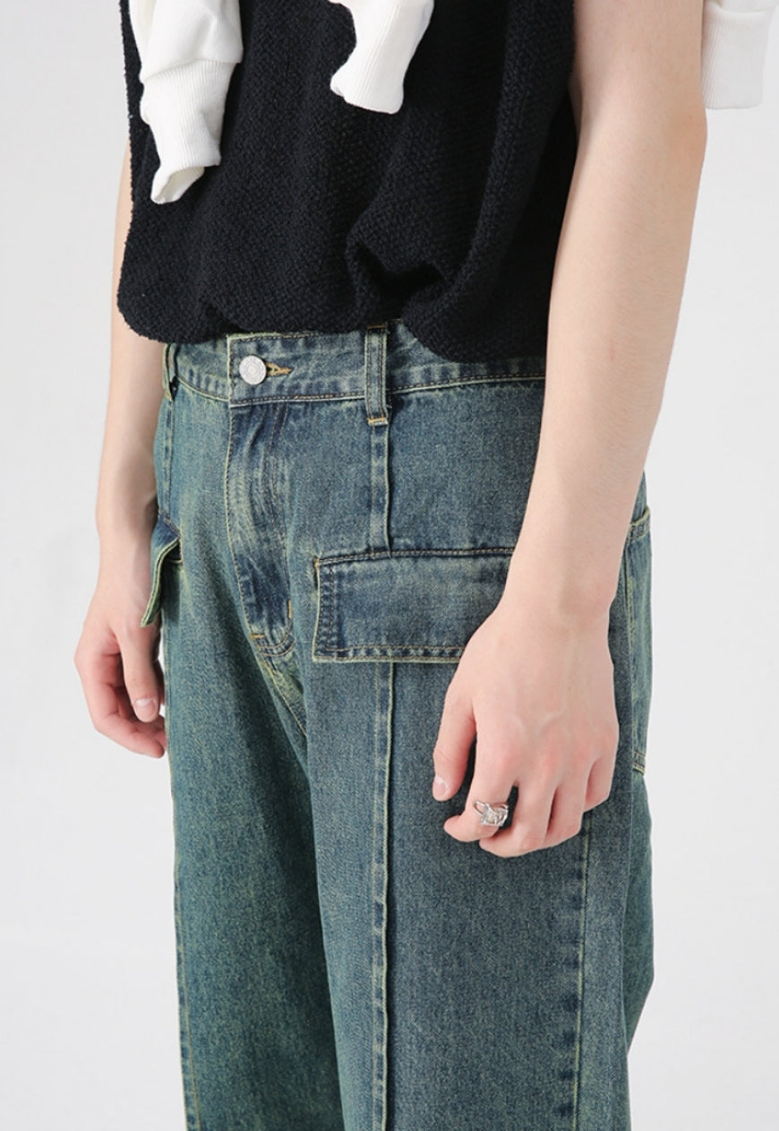 UZIP DESIGN Unisex Nostalgic Green Design Jeans