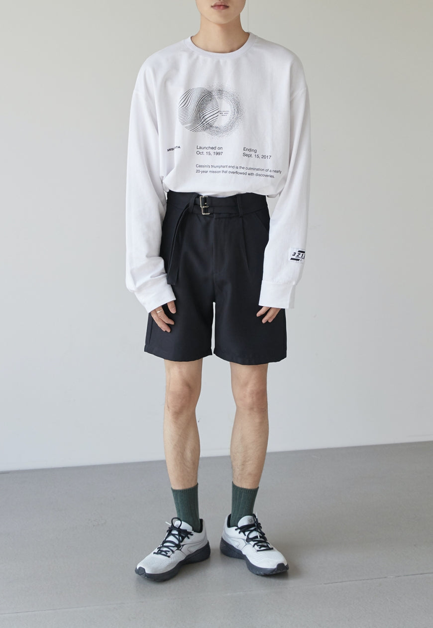 Men's suit belted shorts